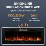 UNIONLINE 102cm Wall-Mounted Electric Fireplace with LED Flames