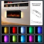 UNIONLINE 102cm Wall-Mounted Electric Fireplace with LED Flames