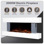 52" Baridi Wall-Mounted Electric Fireplace with LED Flames