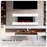 52" Baridi Wall-Mounted Electric Fireplace with LED Flames