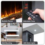 52" Baridi Wall-Mounted Electric Fireplace with LED Flames