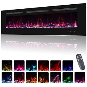 Electric Wall-Mounted Fireplace Insert with Timer