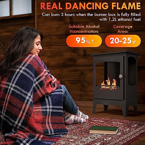 HOMCOM Black Freestanding Ethanol Fireplace with Snuffer