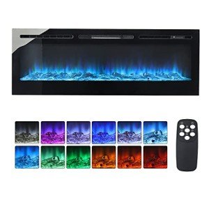 Wall-Mounted Electric Fireplace with 12 LED Flames