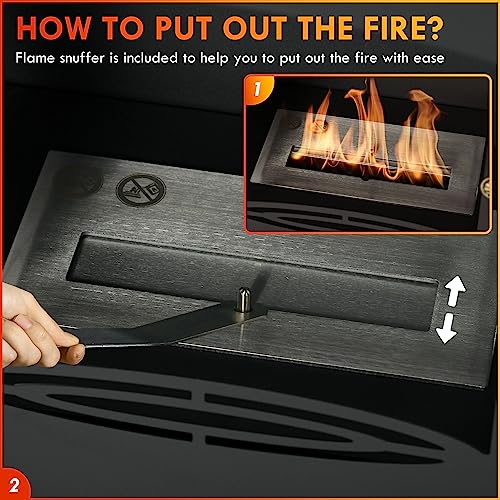 HOMCOM Black Freestanding Ethanol Fireplace with Snuffer