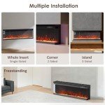 60-Inch Electric Fireplace with 3-Side Glass Display