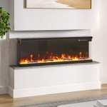 60-Inch Electric Fireplace with 3-Side Glass Display