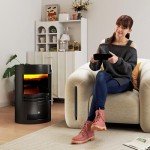 HOMCOM 900W Electric Freestanding Fireplace Heater
