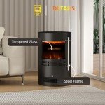HOMCOM 900W Electric Freestanding Fireplace Heater