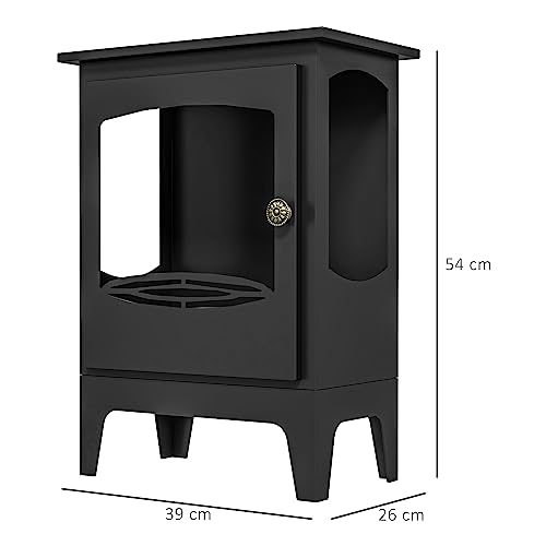 HOMCOM Black Freestanding Ethanol Fireplace with Snuffer