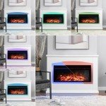 50-Inch White Free Standing Electric Fireplace with Remote