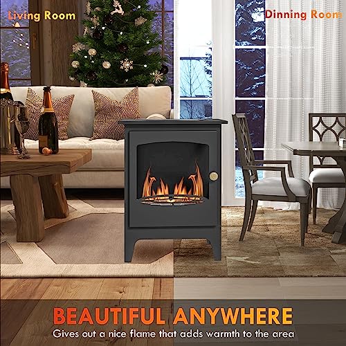 HOMCOM Black Freestanding Ethanol Fireplace with Snuffer