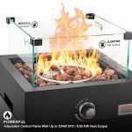 Onlyfire Square Gas Fire Pit with Wind Guard