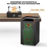 Onlyfire Square Gas Fire Pit with Wind Guard