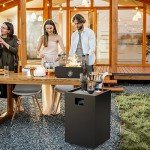 Onlyfire Square Gas Fire Pit with Wind Guard