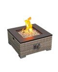 Outdoor Rattan Gas Fire Pit Table with Lid