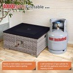 Outdoor Rattan Gas Fire Pit Table with Lid