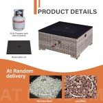 Outdoor Rattan Gas Fire Pit Table with Lid