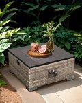 Outdoor Rattan Gas Fire Pit Table with Lid