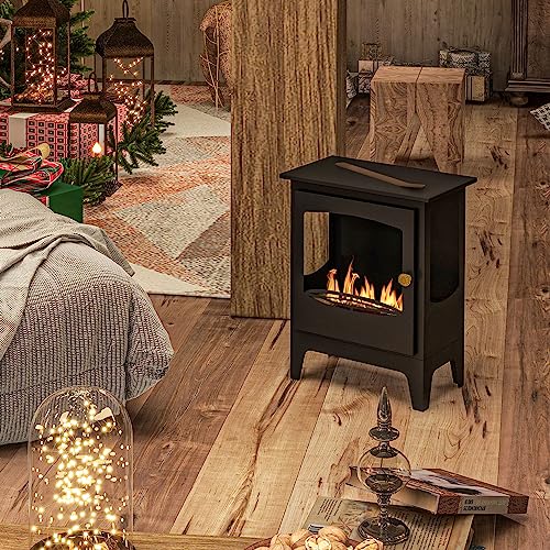 HOMCOM Black Freestanding Ethanol Fireplace with Snuffer