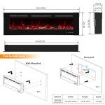 Electric Wall-Mounted Fireplace Insert with Timer