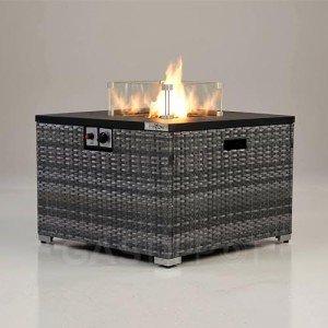 REALGLOW Warmpact Square Gas Fire Pit - Grey