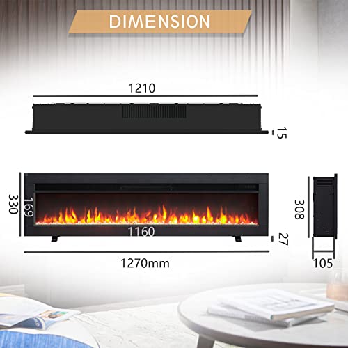 FlameKo 50" 3-in-1 Electric Fireplace with Remote