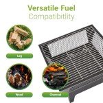 Black Square Outdoor Steel Fire Pit with Lid