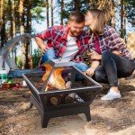 Black Square Outdoor Steel Fire Pit with Lid