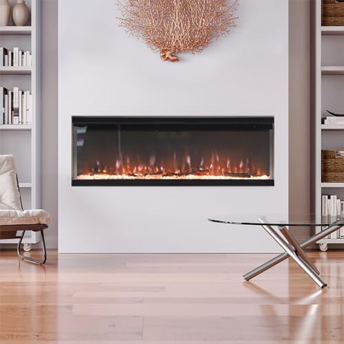 60-Inch Electric Fireplace with 3-Side Glass Display