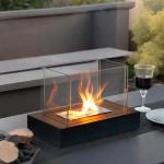 Portable Rectangular Tabletop Fire Bowl with Glass