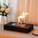 Portable Rectangular Tabletop Fire Bowl with Glass