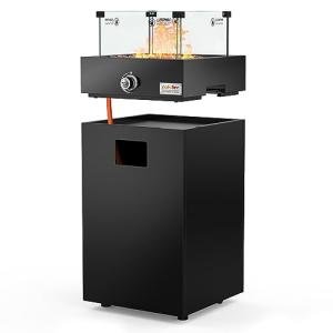 Onlyfire Square Gas Fire Pit with Wind Guard