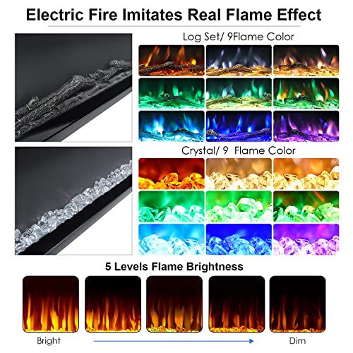 INMOZATAIF-40 102cm Electric Wall-Mounted Fireplace
