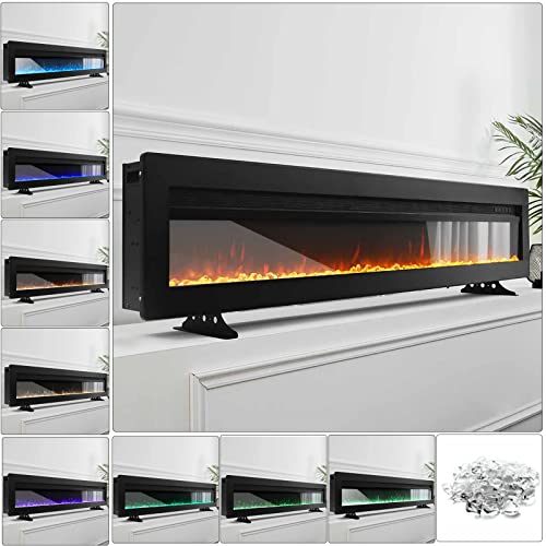 INMOZATA 152cm Wall Mounted Electric Fireplace Black