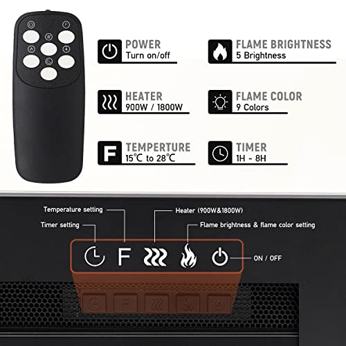 INMOZATA 152cm Wall Mounted Electric Fireplace Black