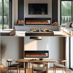 INMOZATA 152cm Wall Mounted Electric Fireplace Black