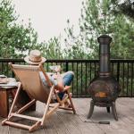 Relaxdays Outdoor Cast-Iron Terrace Oven Chimenea