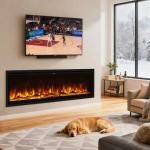 42" Wall-Mounted Electric Fireplace with Remote Control