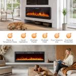 Wall-Mounted Electric Fireplace with 12 LED Flames