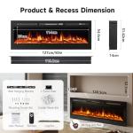127cm Wall Mounted Electric Fireplaces with LED Flames