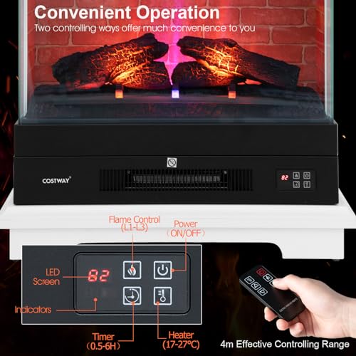COSTWAY 27” Electric Fireplace with Remote Control