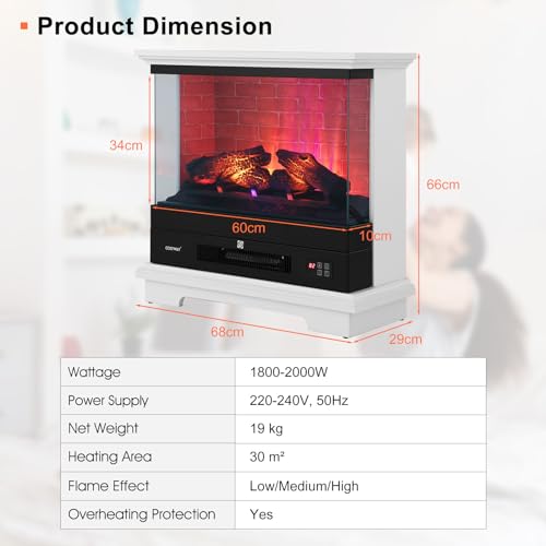 COSTWAY 27” Electric Fireplace with Remote Control