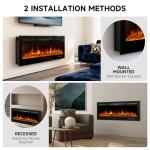 50-Inch Wall Mounted Electric Fireplace with Remote