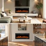 50-Inch Wall Mounted Electric Fireplace with Remote