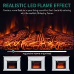 Modern White Electric Fireplace with LED Flames