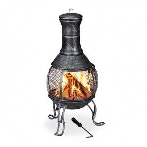 Antique Look Patio Chiminea with Poker and Guard
