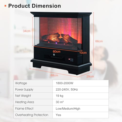 GiantexUK 27” Electric 3-Sided Fireplace Heater