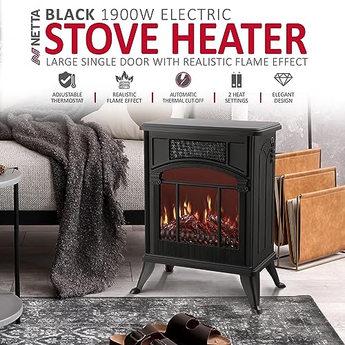 NETTA Electric Fireplace Stove with Flame Effect