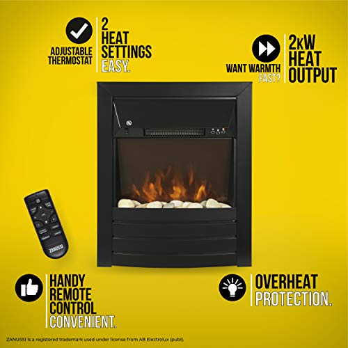 Zanussi 2KW Black Electric Inset Fire Stove
